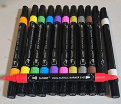 12 Colors Dual Tip Acrylic Paint Pens Markers, Premium Acrylic Paint Pens