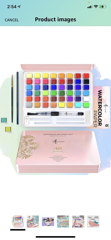New Artistro Watercolor Paint Set, 48 Vivid Colors in Portable Box With Paper