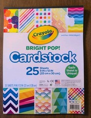 Crayola Bright Pop Cardstock 9×12 25 Count Patterned Craft Paper NEW Complete