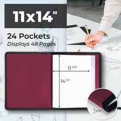 Dunwell 11×14 Art Portfolio Binder with Mounting 11×14″ w/ BLK Paper, Ruby