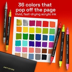 Acrylic Paint Markers – Paint Pens for Drawing, Brush + Fine 36 Multicolor