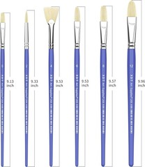 Creative 6pcs Hog Bristle Brushes – Ideal for Watercolor and Acrylic Techniques