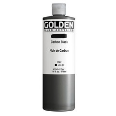 Fluid Acrylics by GOLDEN, Carbon Black, 16 fl. oz. Bottle, Prof