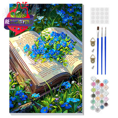 Framed Paint By Numbers Kit For Adults, Book Diy Paint By Number Kits On Canvas