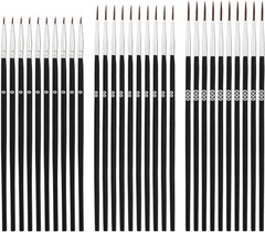 30pcs Detail Paint Brushes, Fine Tip 15.3×0.5cm/6.02×0.19in, Black