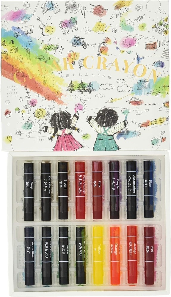 KOKUYO Semi-Transparent Clear Color Oil Gel Crayon Set of 16 colors (KE-AC28)
