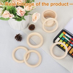 50 Pack 3.5 inch Unfinished Wooden Rings Natural, Wood Craft Rings for DIY Cr…