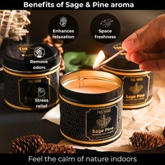 Sage & Pine Candle Strong Scented Soy Candel 3 inches x 2.8 inches,