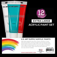 US Art Supply 12 Color 75 ml Acrylic Paint Tubes Draw Painting Artist Studio Set