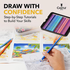 Castle Art Supplies 72 Summer Colored Pencils Set | Wax-Based Pencils with Soft,