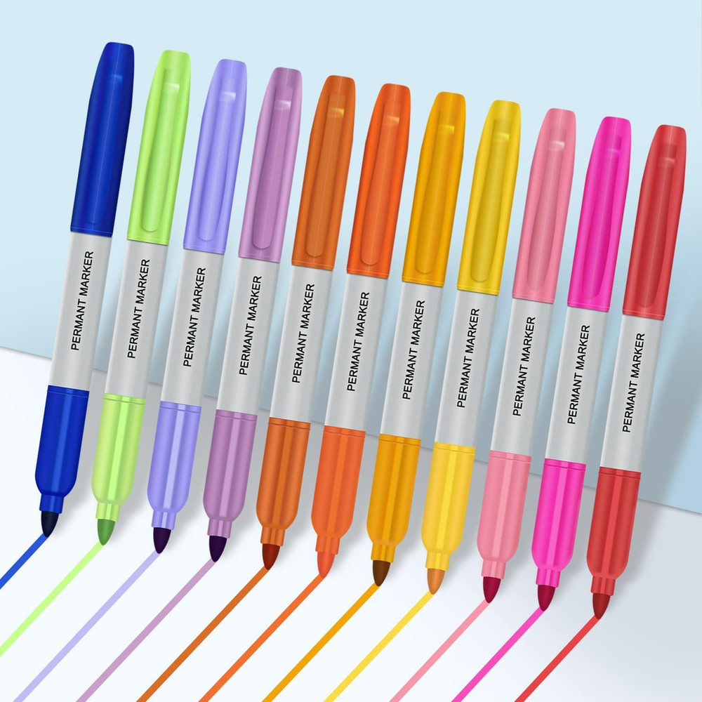 Colored Permanent Markers,24 Assorted Colors Permanent Marker Pens Fine Point…