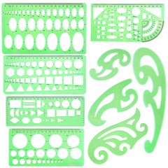 SIQUK 9 Pieces Drawings Templates French 10.63 inches x 6.1 inches, Green