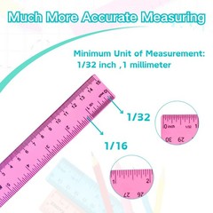 6 Inch Rulers, Colored Clear Centimeters 6 Inches, assorted colors