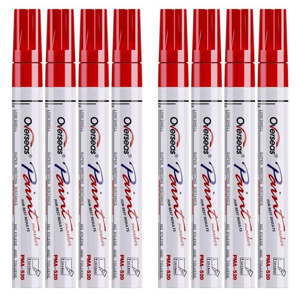 Overseas Paint Pens Markers – Red Permanent 1 Count (Pack of 8),