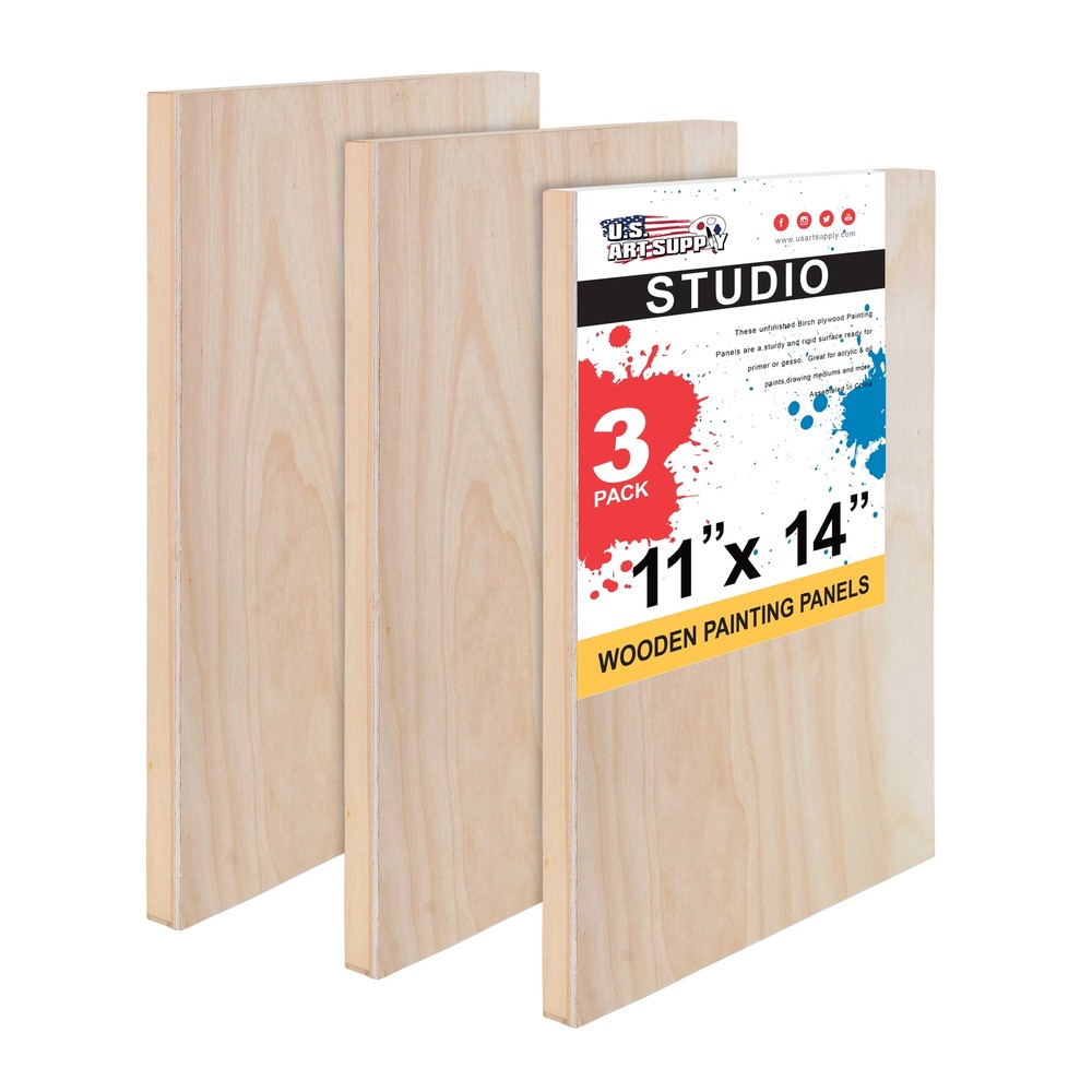 11″ x 14″ Studio 3/4″ Profile Depth Artist Wood Pouring Panel Boards Pack of 3
