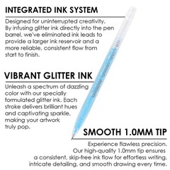 Grabie 42 Capped Glitter Gel Pen Set, 18 Iridescent&24 Essential Color Pens, Smo