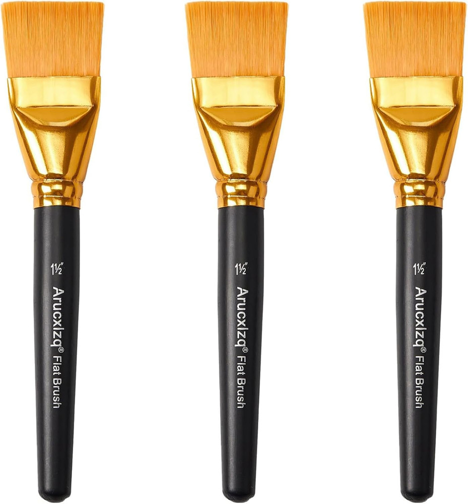 1 1/2 Inch Flat Paint Brushes 3Pcs Set – Large Acrylic, Oil & Watercolor Brushes