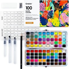 Grabie 100 Colors Watercolor Paint Set – 50 Regular, 35 Metallic, 10 Macaron and