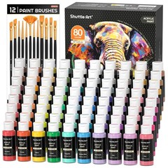 Shuttle Art 80 Colors Acrylic Paint, 2 Fl Oz (Pack of 80), Regular