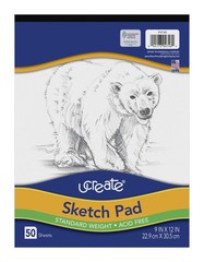 UCreate Sketch Pad, Standard Weight, 9″ x 12″, 50 50 Count (Pack of 1), White