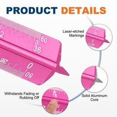 2Pcs 7 Inch Imperial Architectural Triangular Scale Ruler Large Scale Rose Red