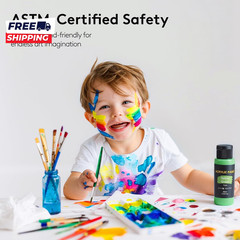 Acrylic Paint Set 24 Colors (2 Oz/Bottle) with 12 Art Brushes Art Supplies