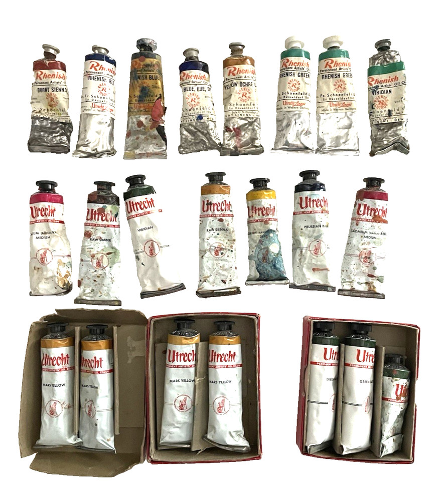 UTRECHT & RHENISH Oil Paint Lot-22 Pliable 37cc Tubes FINE ART ARTIST Vintage