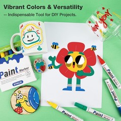 8 Colors Paint Pens, Medium Tip 2-3 MM, Oil Based Permanent Markers, Waterproof