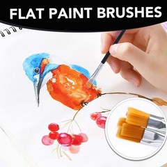 Small Paint Brushes Bulk 200 Pcs Black Nylon Hair Flat Round for Oil Acrylic