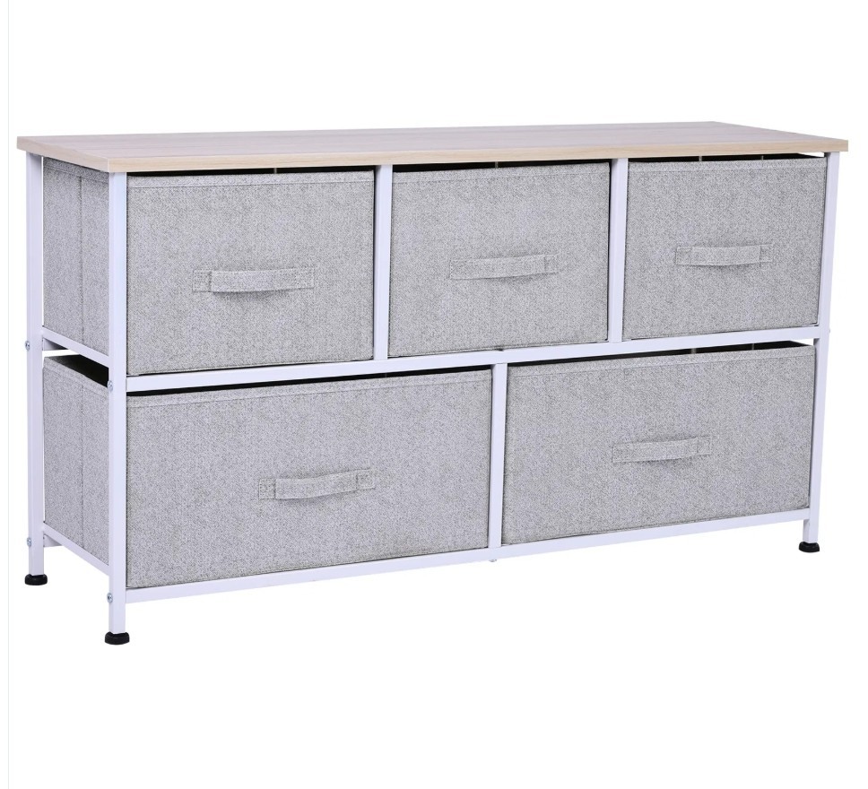 40L Storage Cube Dresser with 5 Drawers, Horizontal Organizer, Fabric Bins for B