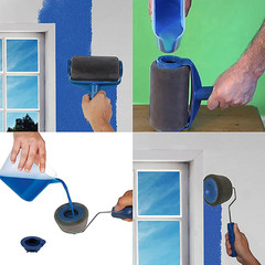 1set Paint Roller Brush Kit with Foam & Triangle Brushes for Home DIY Tools