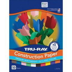 Tru Ray Heavyweight Assorted Construction Paper 50 Pack Acid Free 9×12 Inches