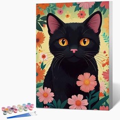 Cat Framed Paint by Numbers Kit for Adults Beginner & Kids 8×12 Inch Cute Cat