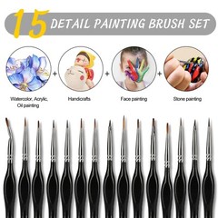 15PCS Miniature Paint Brushes Fine Tip Set for Art Nail Model Craft Oil Painting