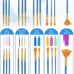240 Pcs Paint Brushes Set Flat Tip Nylon Hair for Oil Watercolor Art Crafts
