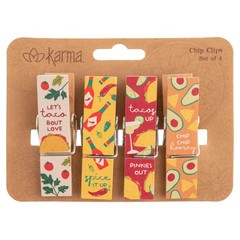 Karma Taco Chip Clips Colorful Fun Bag Clips for Food Storage One Size