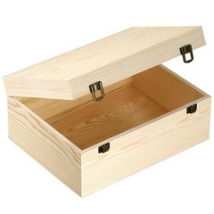 Unfinished Wood Boxes Large Wooden Boxes with Hinged Lid – 12 x 9×5 Inch K