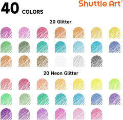 80 Pack Glitter Gel Pens, 40 Colors Glitter Gel Pens Set with 40 Refills for Adu
