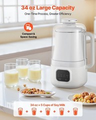 8-in-1 Nut Milk Maker, 34 oz Soy Milk Maker with 200W Blending, for Homemade