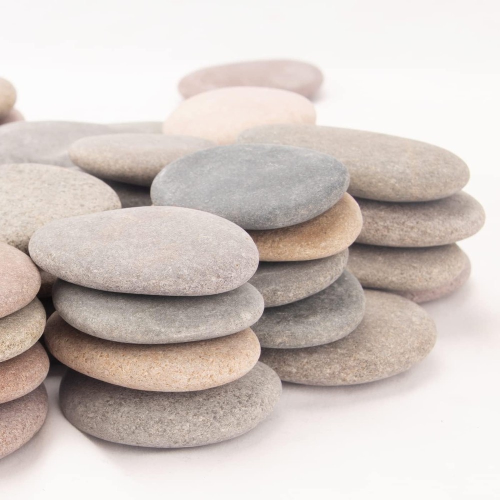 100 PCS Painting Rocks 2.23.5″ Flat Smooth River Craft DIY Stones 18 LBS