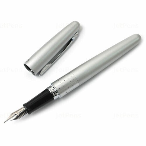 Pilot Metropolitan Fountain Pen Med Nib Silver Barrel Gift Box Refillble BLK Ink