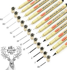 Micro Fineliner Drawing Art Pens: 12 Black Fine Line Waterproof Black,12pcs