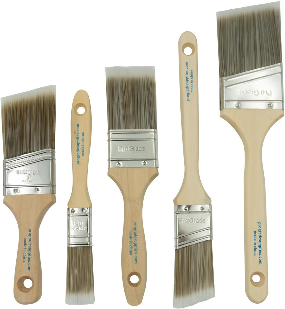 Juego 5 Brochas Pintura Planas y Angulares Para Latex y Aceite Interior Exterior