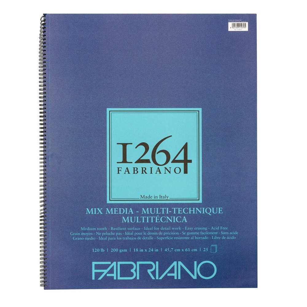 18×24 White Art Media Paper Pad 25 Sheets Acid Free Medium Texture Quality