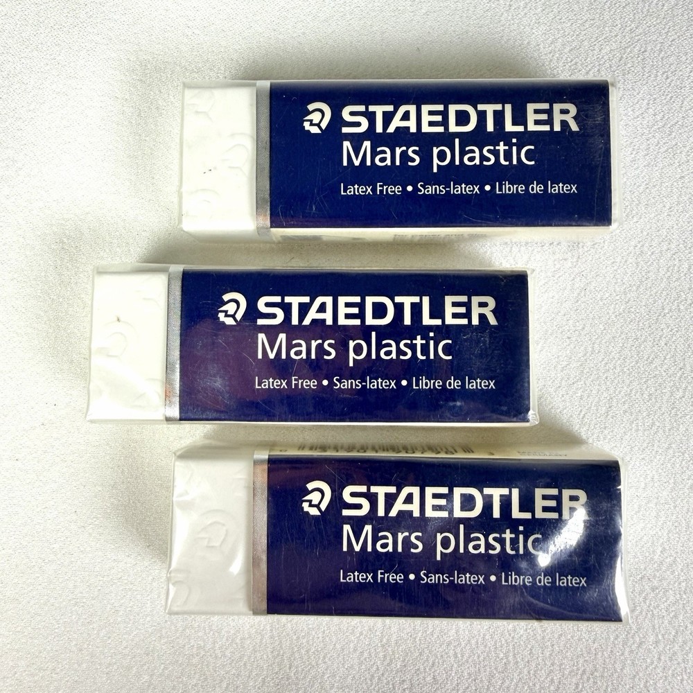 Staedtler Mars Premium Plastic Erasers 52650 UP Latex Free Germany Lot Of 3 NEW