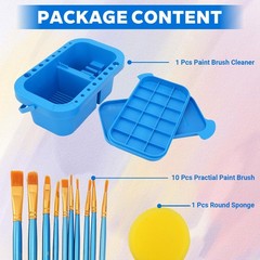 Paint Brush Cleaner, Paint Brush Holder with Palette, Painting Art Supply Sto…