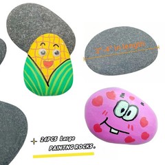 24 PCS Rocks for Painting, 3″-4″ Flat DIY Painting Rocks, Large Smooth Rocks …