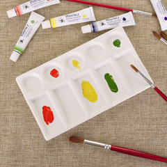 Vanenjoy 10 Wells White Rectangle Ceramic Artist Paint Palette,Porcelain Waterco