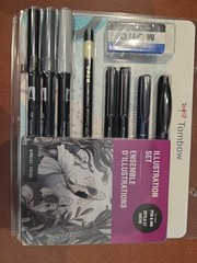 TOMBOW ILLUSTRATION SET – PEN AND INK – 9 PIECES–NEW–
