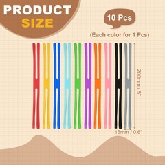8 x 0.6 Inch 10 Pcs Silicone Elastic Rubber Wrapping Bands, Multi-Colors